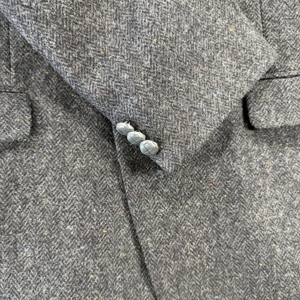 Farah VTG Sports Coat Wool Blazer 44L Herringbone Grey Academia Business Casual